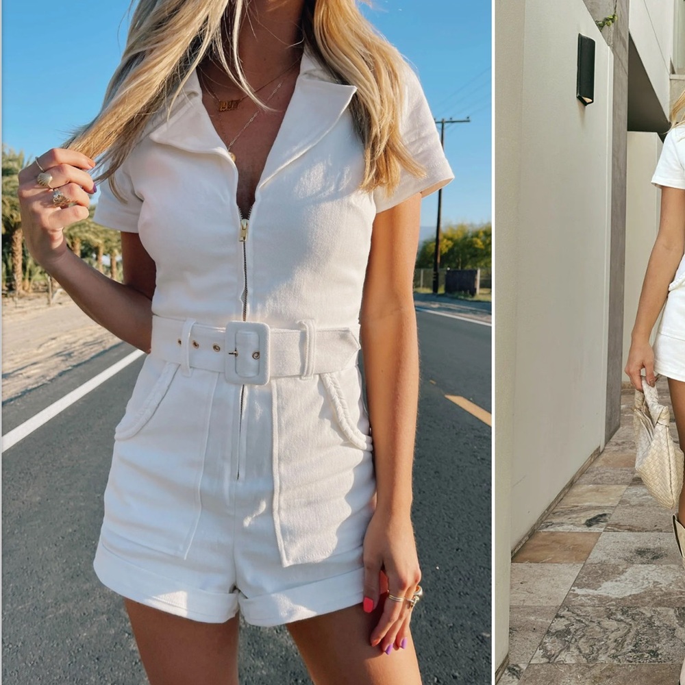 Show Me Your MuMu White Jean Romper